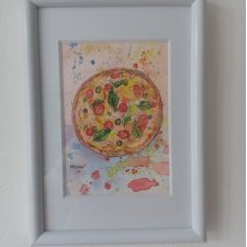 Akwarela "Pizza" w ramce 11*15 cm