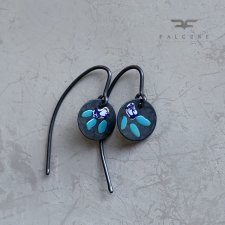 Kolczyki Polne Kwiaty - Navy Blue With Milk & Turquoise