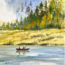 Las, rzeka i rybacy original A4