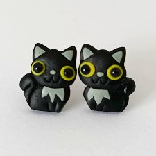 Kolczyki Czarne Koty na Halloween