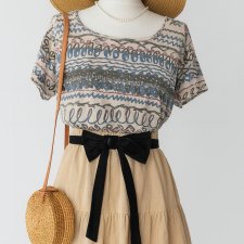 Krótki top Vintage 90s crop top we wzory vintage y2k grunge cottage core