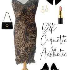 Vintage y2k Sukienka na ramiączkach coquette lolita camisole panterka cętki