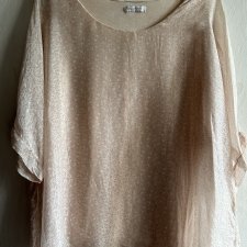 Made in Italy  Silk i viscoza dwuwarstwowa romantyczna zwiewna  luźna ciekawa zwiewna bluzka