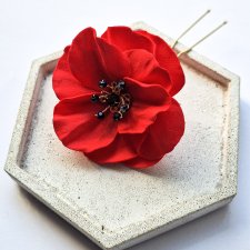 Spinka do włosów kokówka kwiat czerwone maki