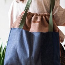 Różowo-granatowa duża torba z kominem