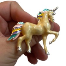 Broszka Emaliowana jednorożec z kolorową grzywą Unicorn nowa