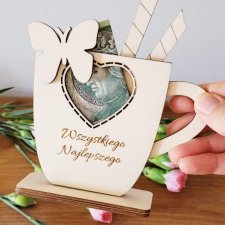 PUDEŁKO FILIŻANKA KUBEK NA BON UPOMINKOWY PIENIĄDZE