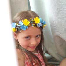 Ukraiński wianek, żółto-niebieski wianek na głowę, wianek do haftowanej koszuli