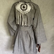 Kimono oko z frędzlami bawełna len.