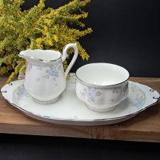 Trio Royal Albert mlecznik cukiernica i podstawka wzór Satin Rose