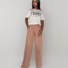 Eleganckie spodnie z dzianiny dresowej z szerokimi nogawkami wide-leg