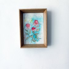 Akwarela w ramce Jeżówki 16,5*11,5 cm