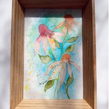 Akwarela w ramce Jeżówki 16,5*11,5 cm