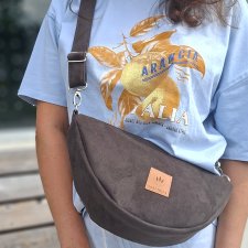 Torebka crossbody z Czekoladowego Nubuku