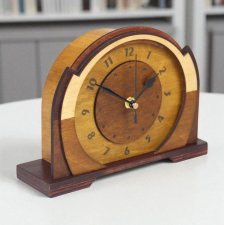 Drewniany zegar art deco style - dekoracja kominka i biurka