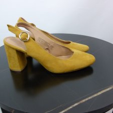 F&F zamszowe czółenka na obcasie zamsz 6 / 39 25 cm