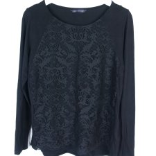 Marks Spencer czarna bluzka z koronką na przodzie 12 / 40