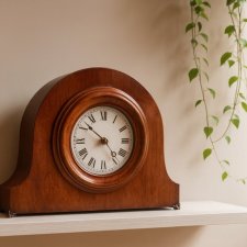 Zegar kominkowy vintage z lat 50. – renowacja ręczna, politura, nowy mechanizm ,