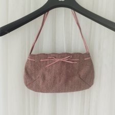 Mini torebka na ramię vintage wełna skóra różowa jodełka y2k