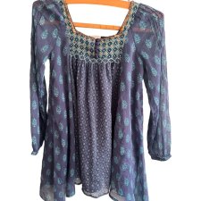 Asymetryczna bluzka Monsoon Hippie wzory cekiny Haftowana lato festiwal