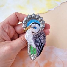 Broszka z czaplą w stylu Art Nouveau