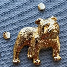Vintage Alden Arts Brooch - Bulldog ❤ 24k. Gold Plated , lata 80/90-te XXw. ❤