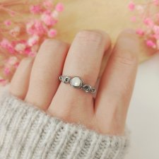 Pierścionek Masa Perłowa regulowany stal chirurgiczna handmade