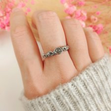 Pierścionek Kwarc Turmalinowy regulowany stal chirurgiczna handmade