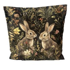 Poszewka na poduszkę w stylu Vintage Zające Królik Las prezent Cottage Folk kwiaty Woodland
