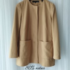 Next damski płaszcz old money 40 L wełna karmel retro styl