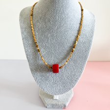 LILA BLOOM / naszyjnik hematyt z koralem