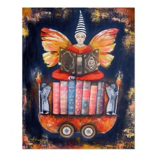 Anioł Bibliofil 15 oryginalny obraz ręcznie malowany collage