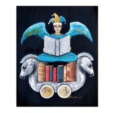 Anioł Bibliofil 16 oryginalny obraz ręcznie malowany collage