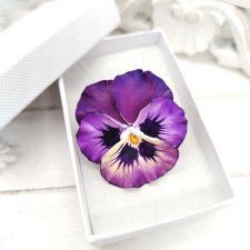 Broszka kwiat bratki liliowo żółta 4 cm