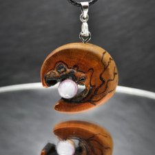 Wisiorek - Wiśnia i agat – biżuteria z duszą ziemi, pirografia, handmade, prezent Unique Jewelry Design; Luxury Wooden Jewellery