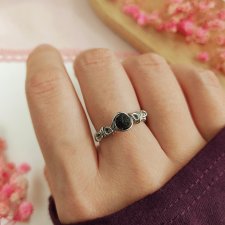 Pierścionek Lawa Wulkaniczna regulowany stal chirurgiczna handmade