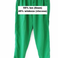 Plus size spodnie len wiskoza zielone lniane