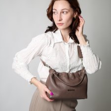 Torebka Cloud midi taupe skóra naturalna