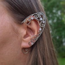 Oryginalne nausznice kolczyki uszy elfa kamień księżycowy elfickie elfie wire wrapping zausznice