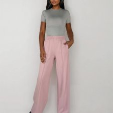 Eleganckie spodnie z dzianiny dresowej z szerokimi nogawkami wide-leg