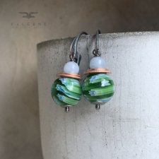 Kolczyki Green Millefiori - Baby Blue Accent