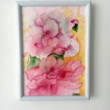 Akwarela biała ramka "Kwiaty" 14*19 cm
