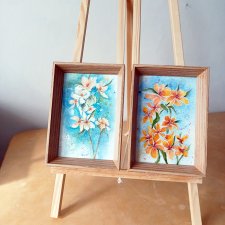 Dwie małe akwarelki kwiatowe 12*17 cm