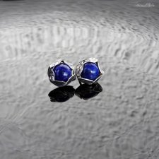 Kolczyki srebrne z lapis lazuli w listkach