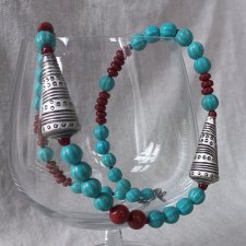 Naszyjnik w stylu etno - howlit i jaspis