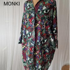 Monki sukienka koszulowa tunika S oversize wzorzysta kolorowa