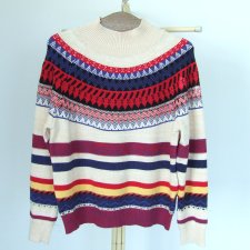 nowy sweter reglan z wełną 36/38 wzór norweski
