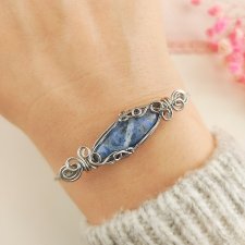 Bransoletka Sodalit stal chirurgiczna handmade wirewrapping