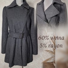 Przejściowy płaszcz damski ciemno szary 40 L wełna