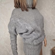 Zara rewelacyjny sweter damski z golfem moher wełna pleciony M 38